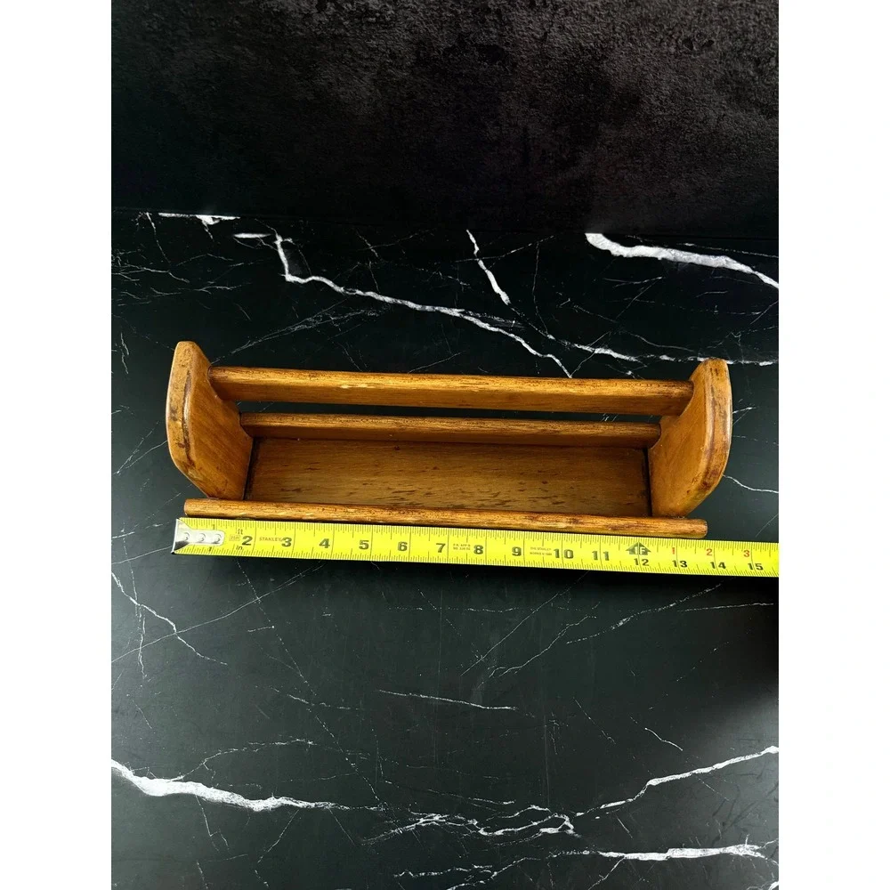 VTG 1960s Solid Wood Mini Wall Shelf Spice Rack Mail Holder 12.75